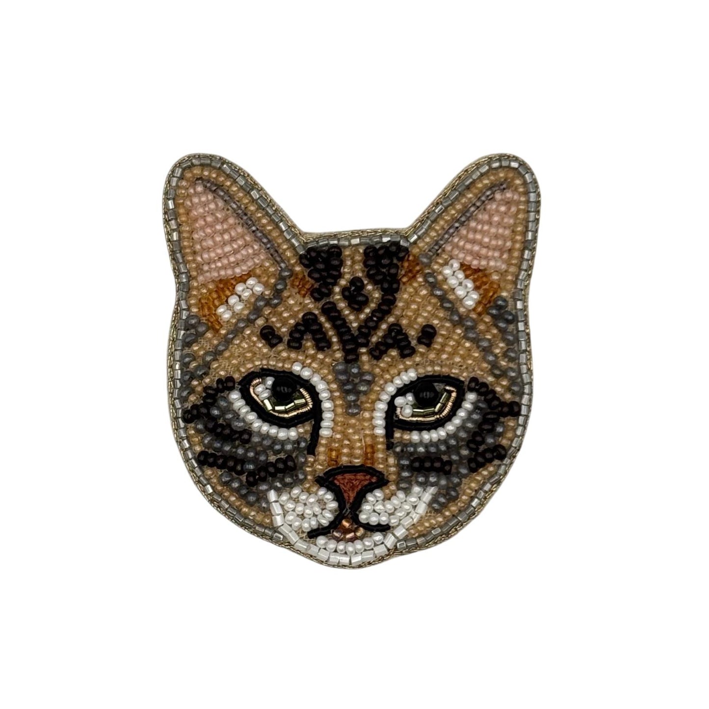 Mimi the Tabby cat embroidered animal brooch / pin