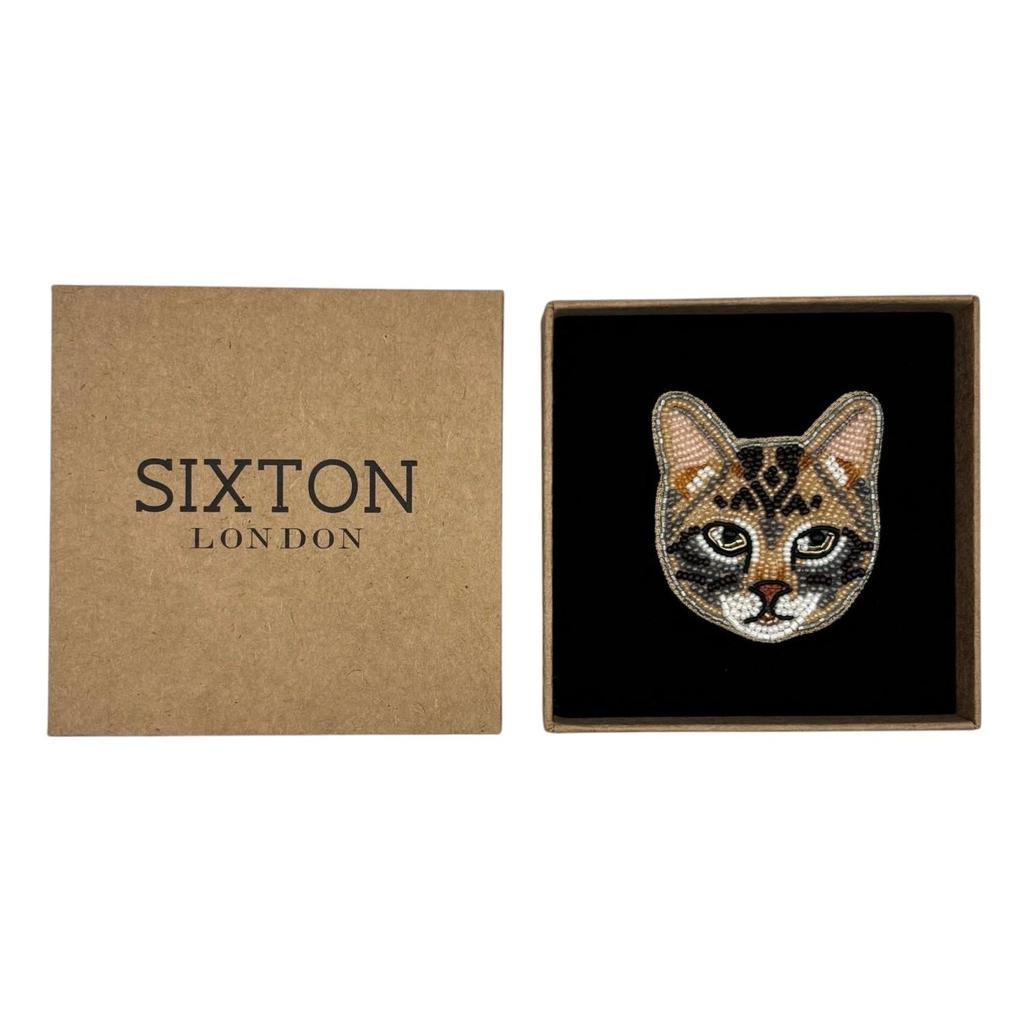 Mimi the Tabby cat embroidered animal brooch / pin