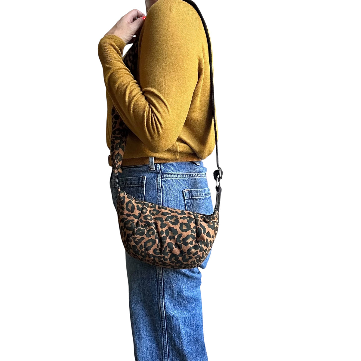 Brixton cross body sling bag - brown leopard print - mini