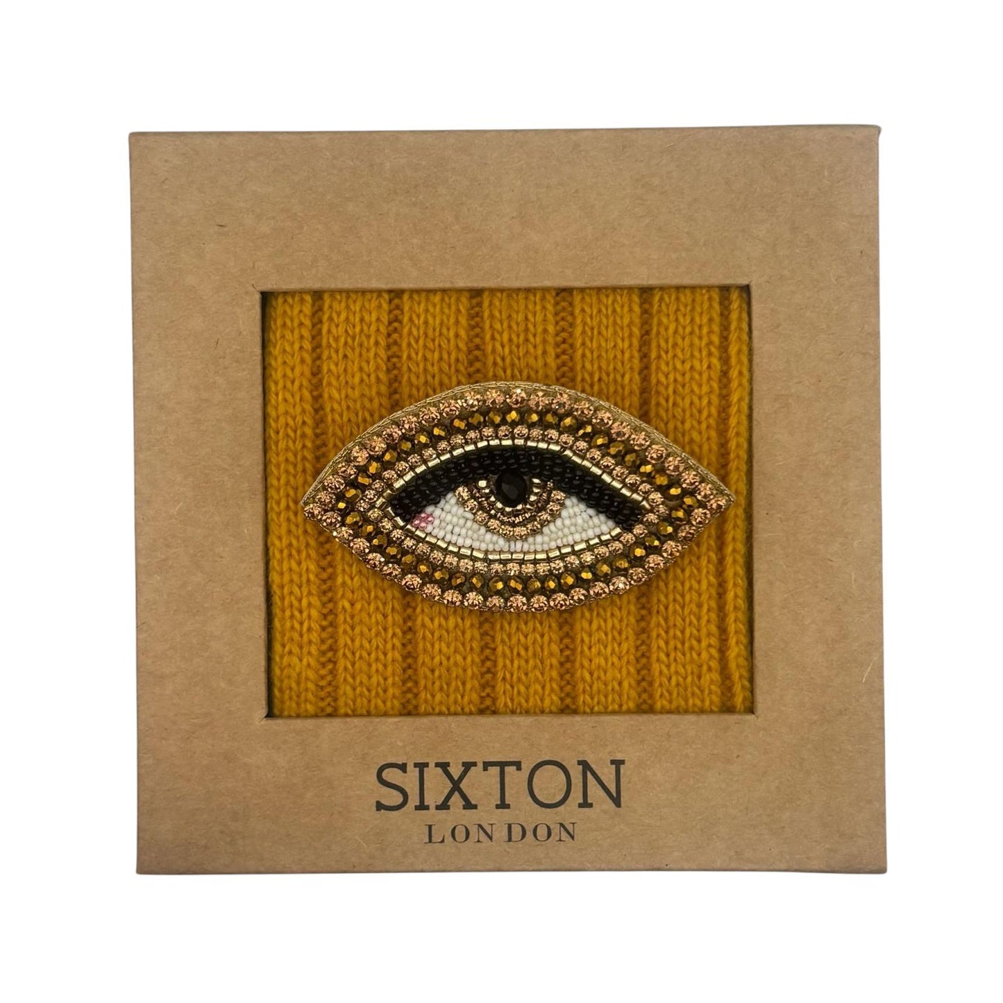 Sofia Mustard Cashmere-Blend Sock Gift Box with Brooch