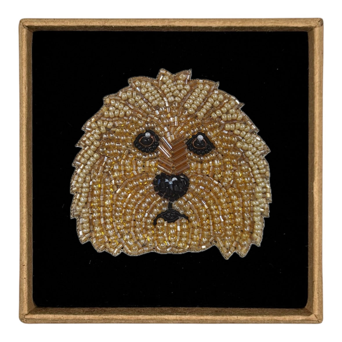 Olive the Cockapoo dog embroidered animal brooch / pin