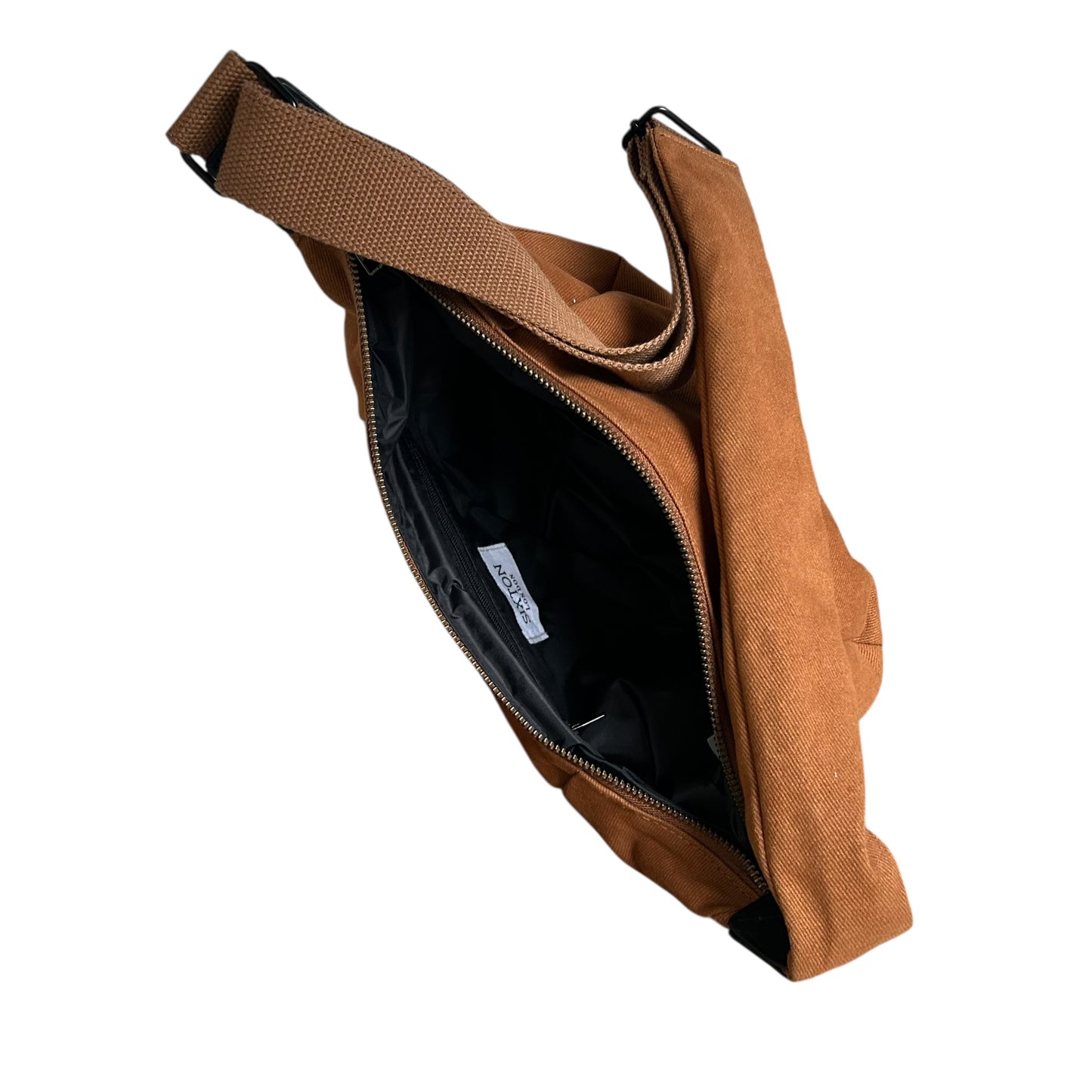 Brixton cross body sling bag - Brown plain cotton canvas - small