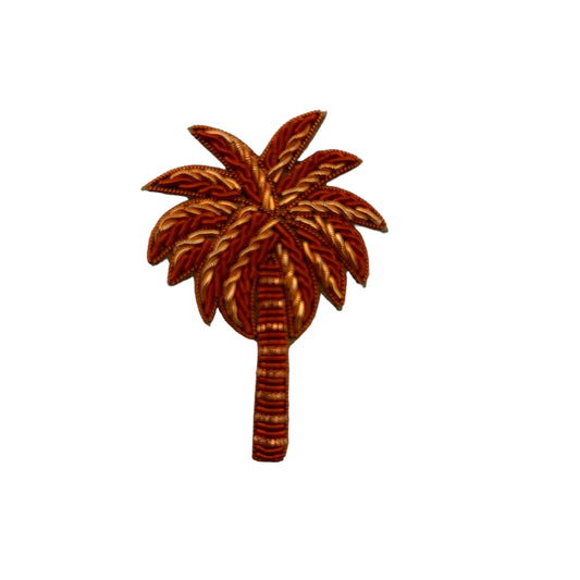 Coral palm tree brooch