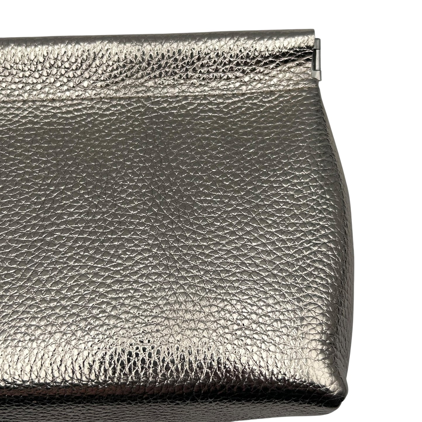 Large gold leather pouch - textured metallic