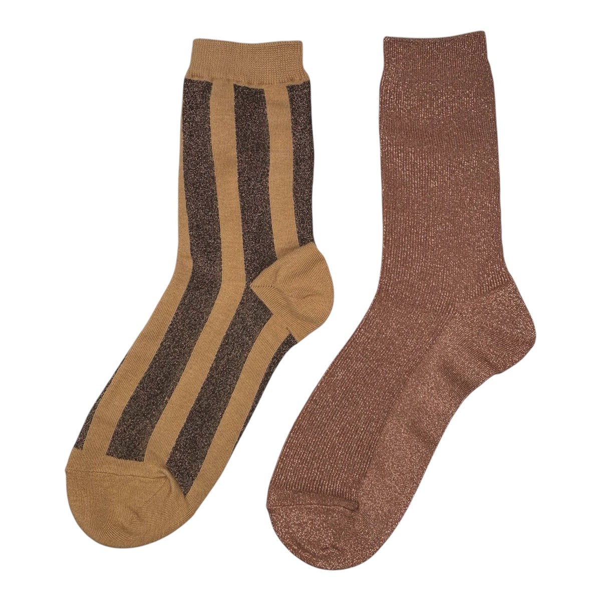 Sand Berlin & Latte Vegas sock box duo with brooch