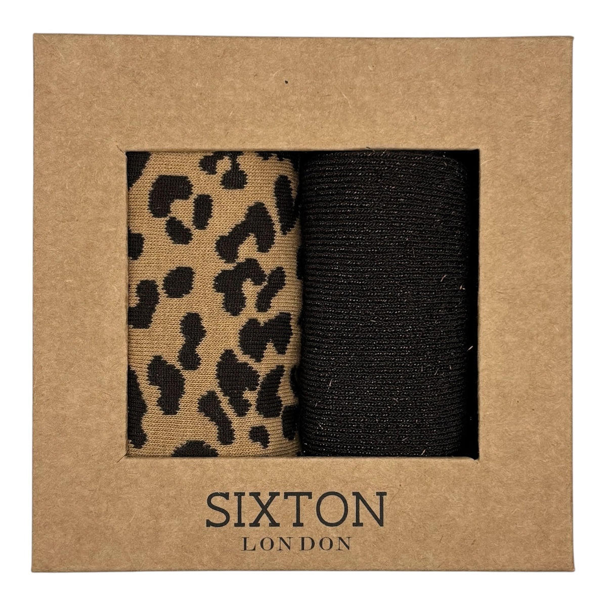 Sand Leopard & Brown Vegas sock box duo
