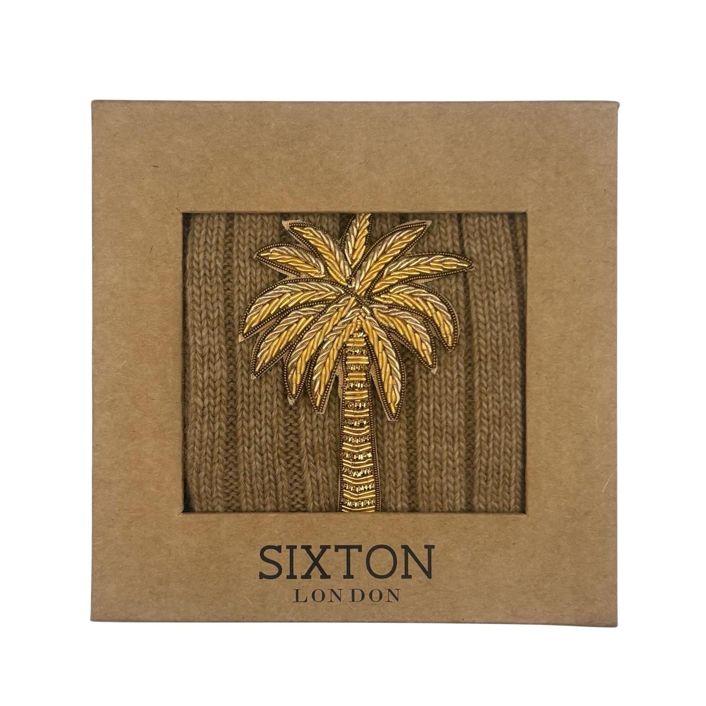 Sofia Sand Cashmere-Blend Sock Gift Box with Brooch