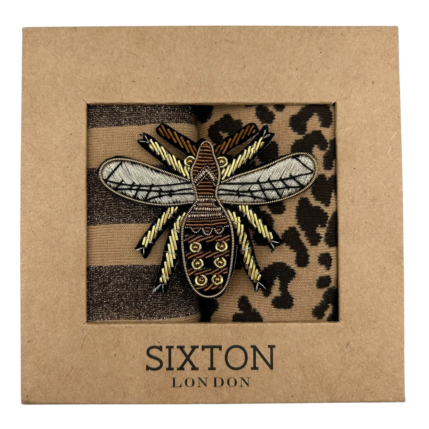 Sand Leopard & Berlin sock box duo with pin