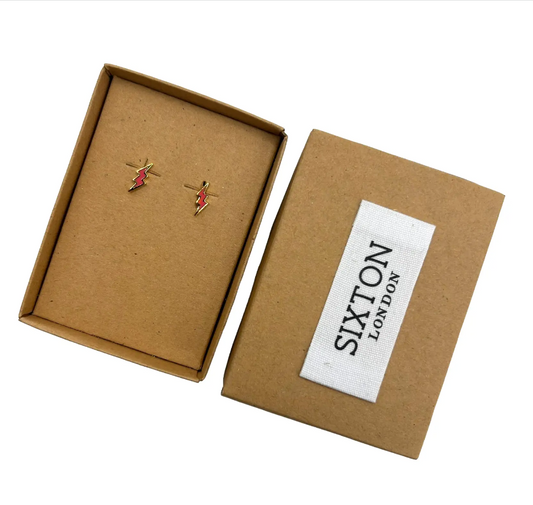 Coral Lightning Bolt earrings