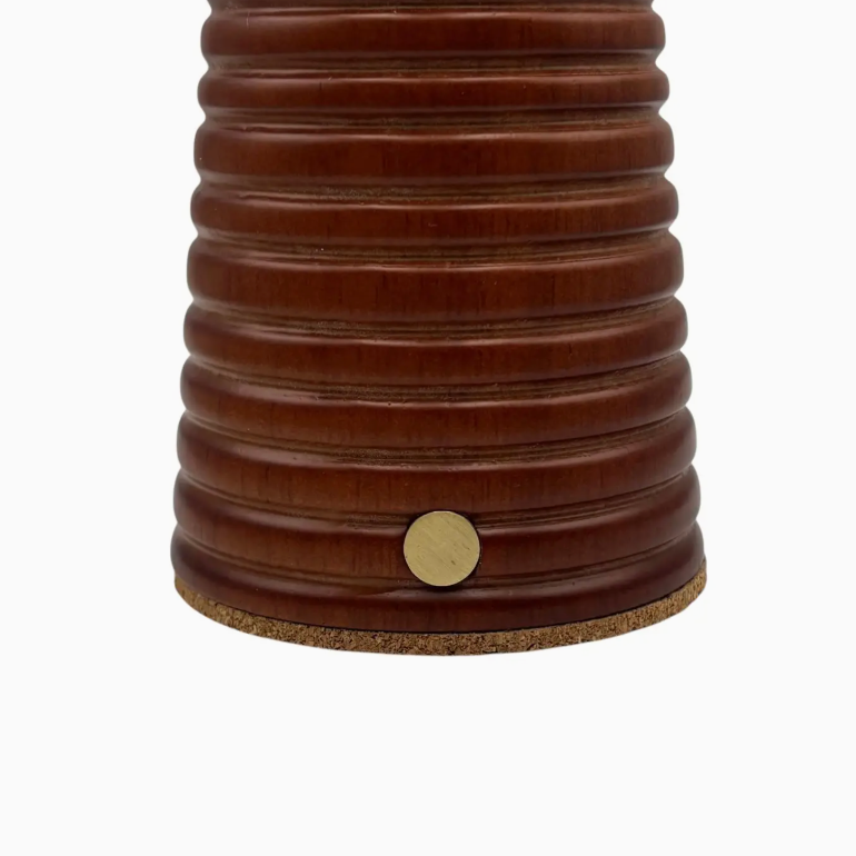 Small Ribbed Teak rechargeable touch lamp Drum Rope shade