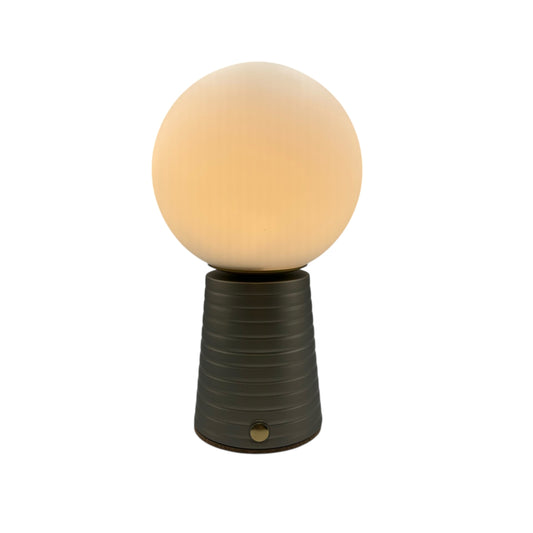 Small Deco Cone Ribbed Silver style rechargeable touch lamp