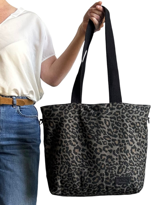Day trip tote bag - Grey Leopard print