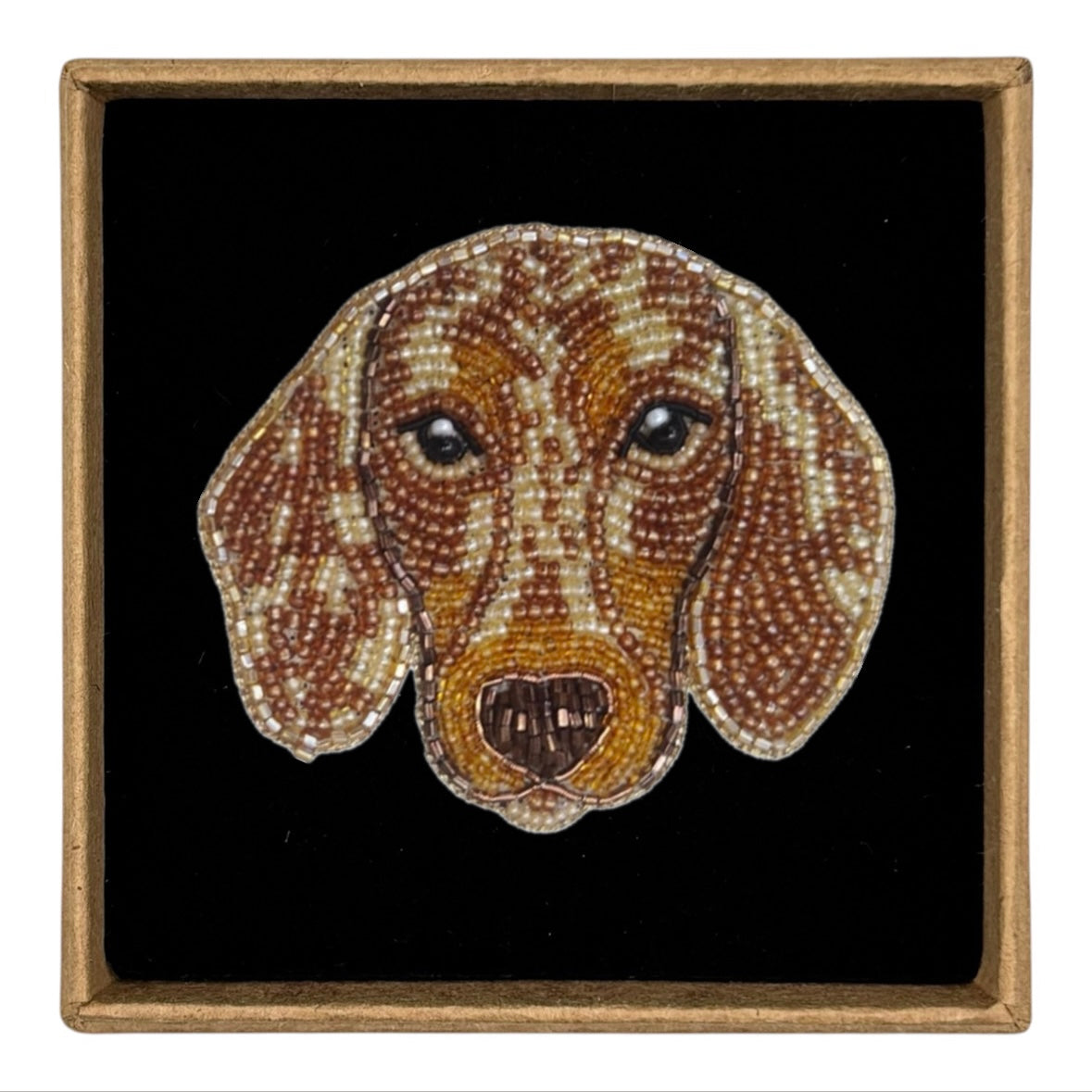 Teddy the Dachshund dog embroidered animal brooch / pin