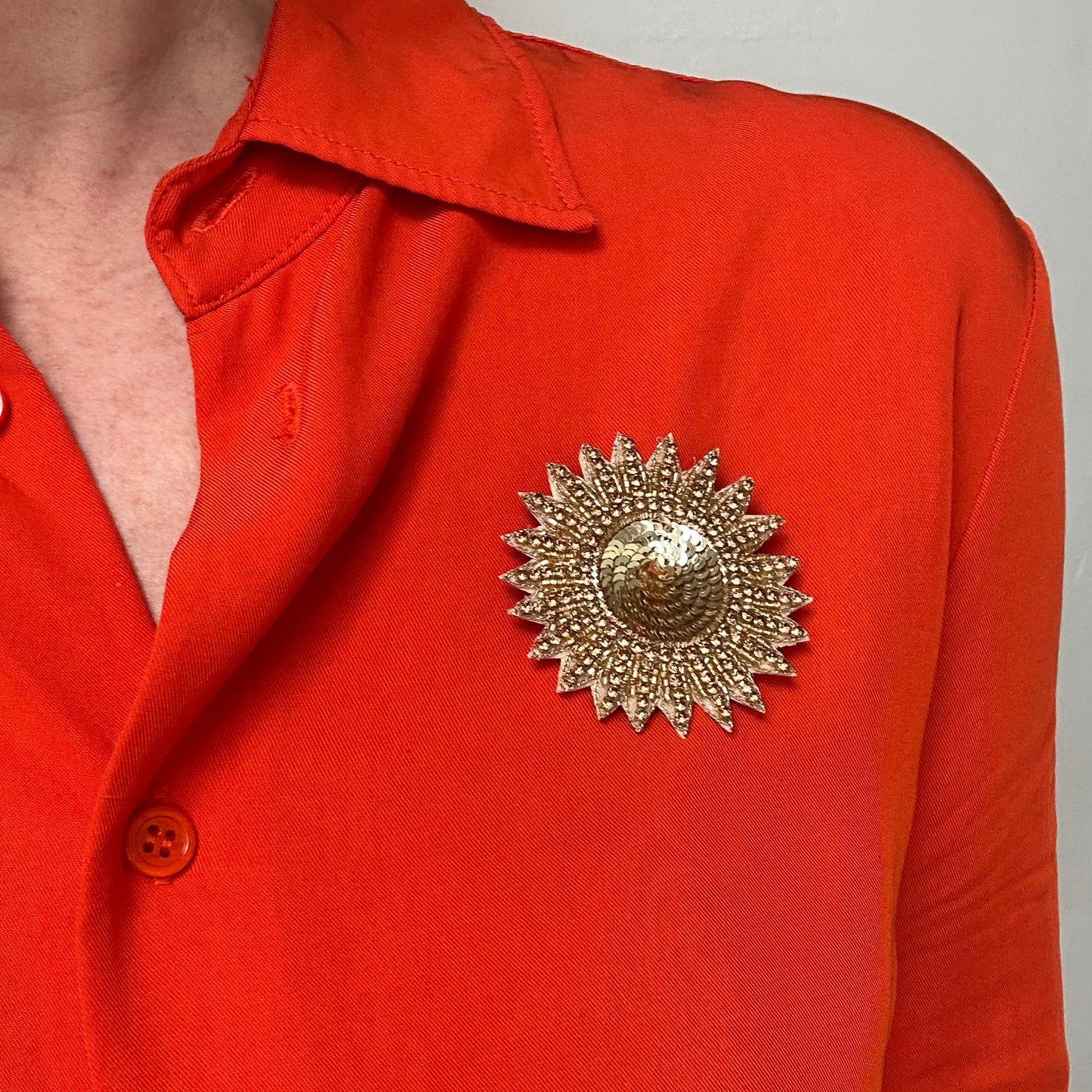 Sunshine embroidered brooch / pin