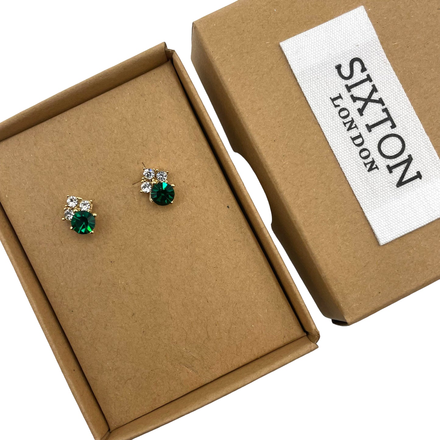 Vintage style emerald stud earrings
