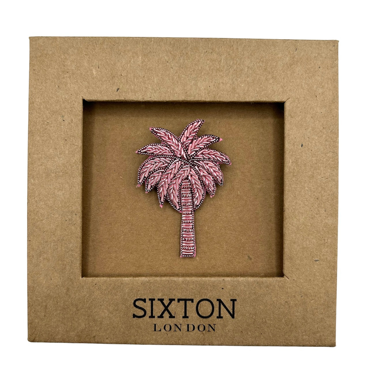 Pink palm tree brooch