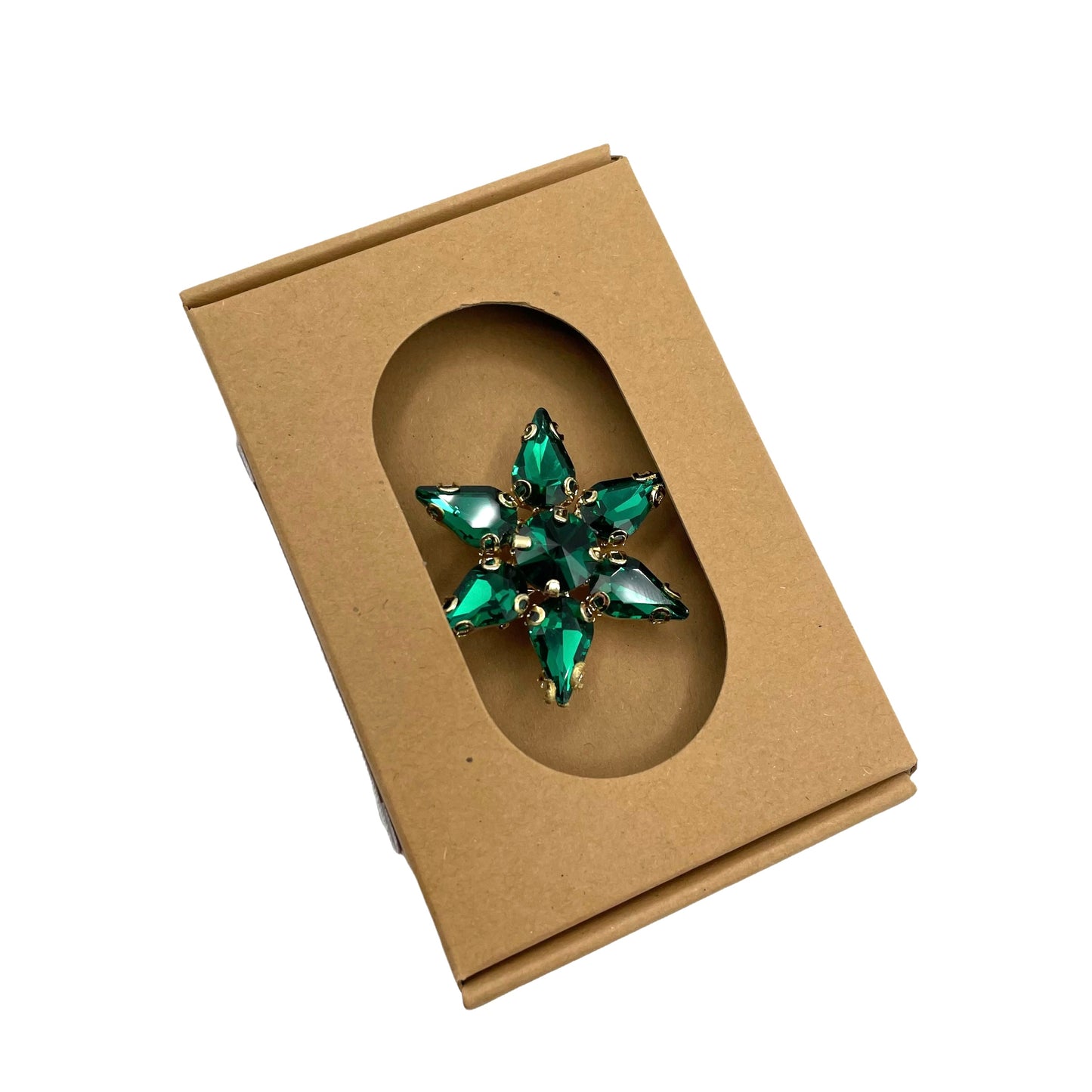 Emerald green sparkle star pin