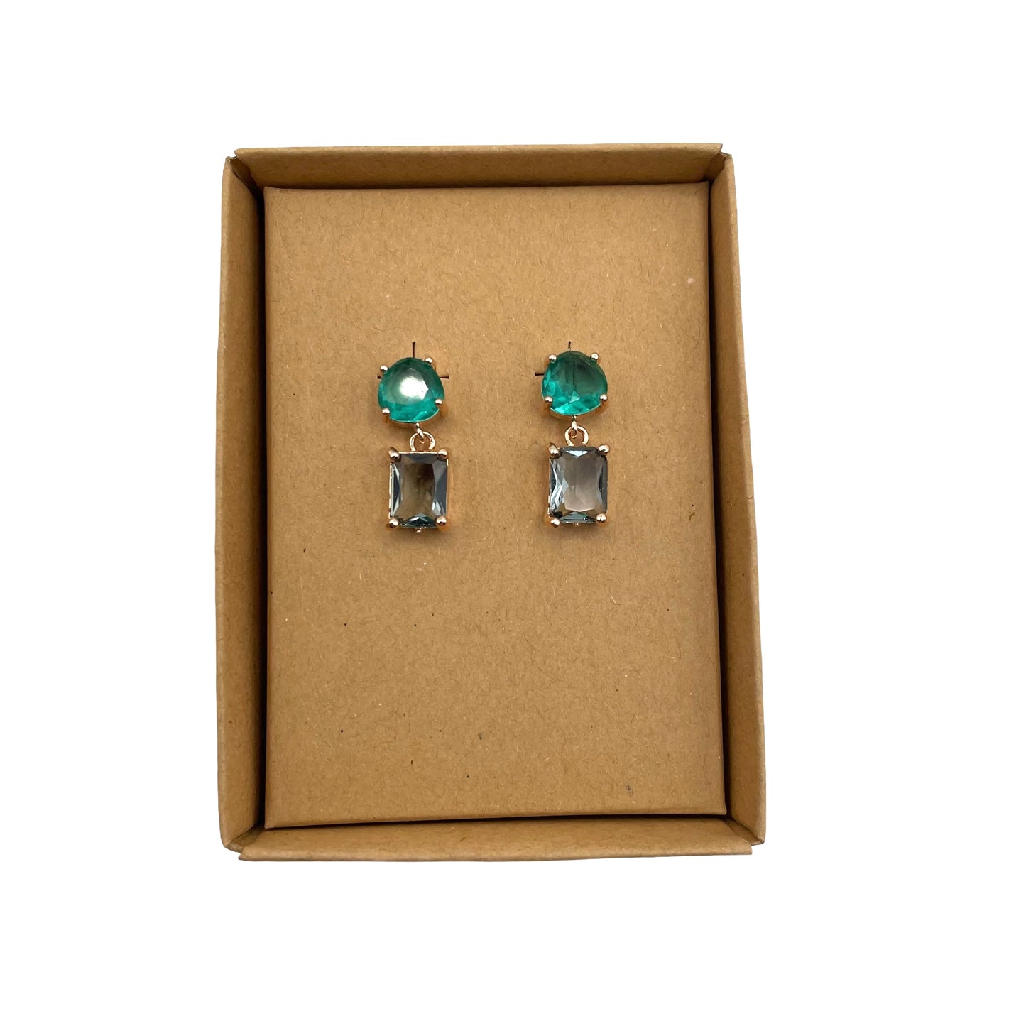Grey square jewel drop earrings